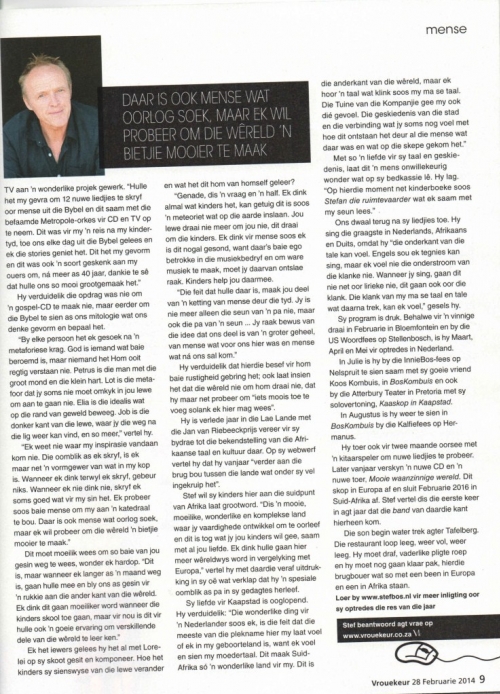 Stef Bos Interview met ZA magazine Vrouekeu