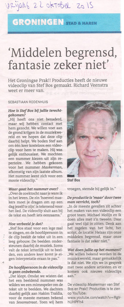 stef bos, krantenartikel, groningen