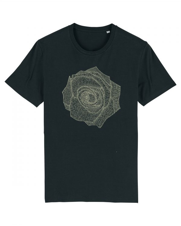 T-shirt zwart met beige roos opdruk