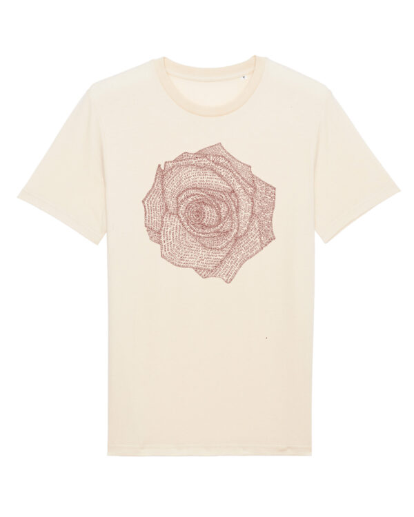 T-shirt natural raw (beige) met rode roos opdruk