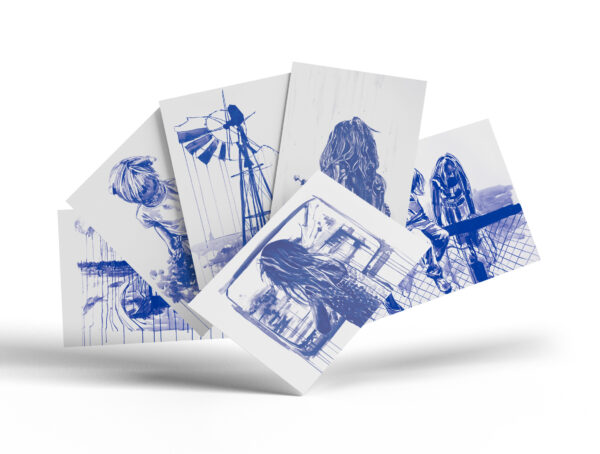 Set met zes ansichtkaarten van Bloudrukken